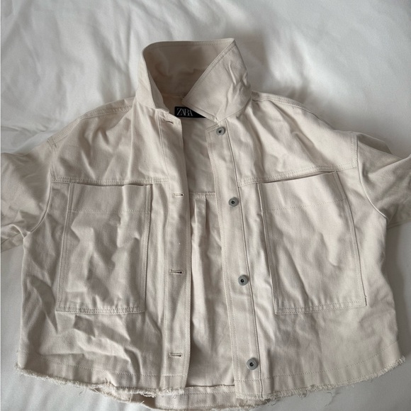 Zara Bone Cream Shirt Jacket cropped - Picture 3 of 3